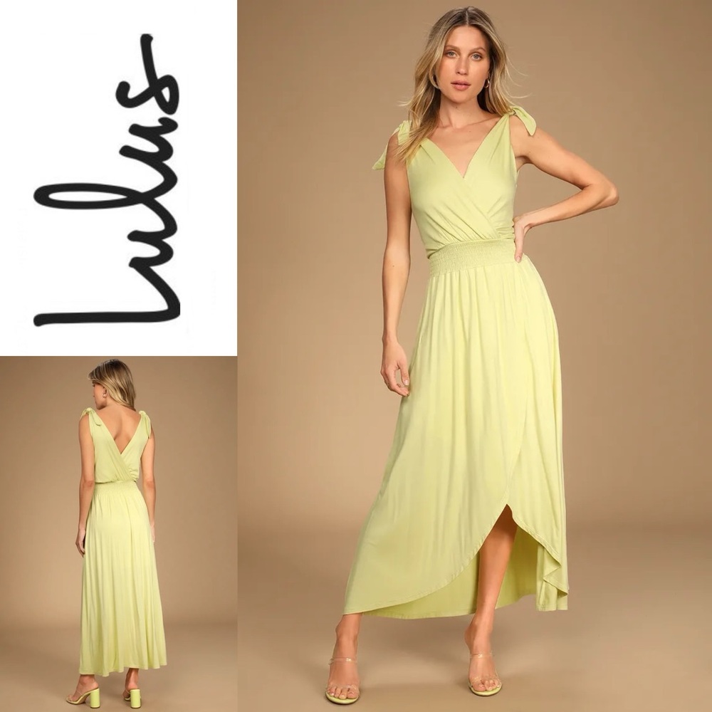 NWT LULUS Sweet and Serene Pale Green Tie-Strap High-Low Dress